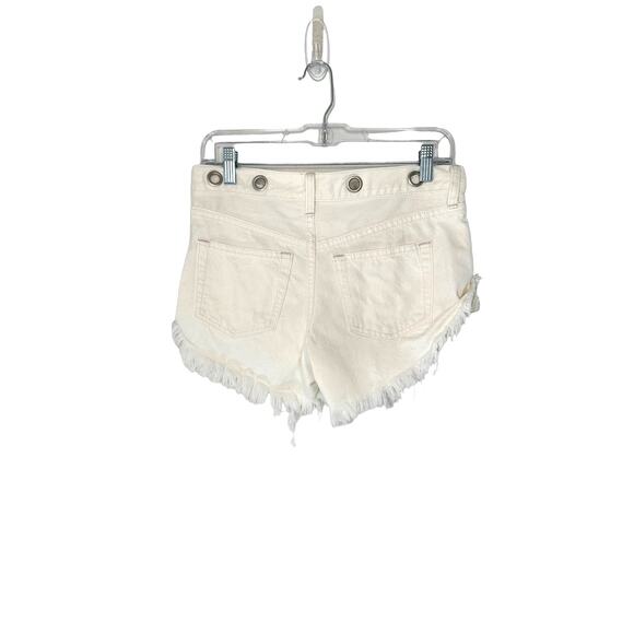 We The Free Grommet White Button Fly Denim Distressed Cut Off Shorts Size 24 - Picture 5 of 8